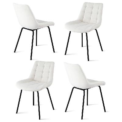 4x dining chairs velvet tufted kitchen lounge cafe accent chair beige