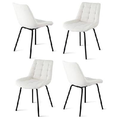 4x dining chairs velvet tufted kitchen lounge cafe accent chair beige