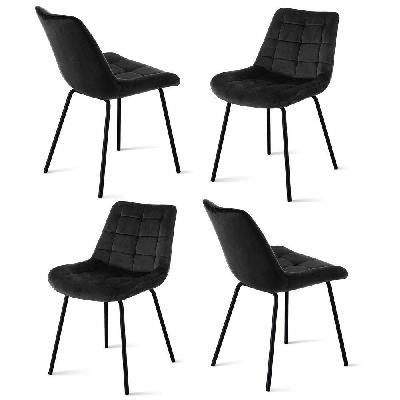 4x dining chairs velvet tufted kitchen lounge cafe accent chair black
