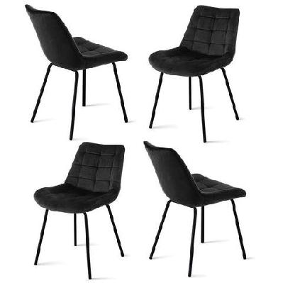 4x dining chairs velvet tufted kitchen lounge cafe accent chair black