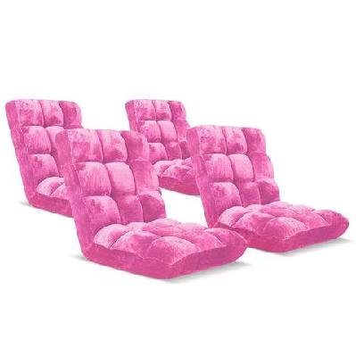 4x floor recliner folding lounge sofa futon couch folding chair cushion light pink