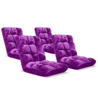 4x floor recliner folding lounge sofa futon couch folding chair cushion purple