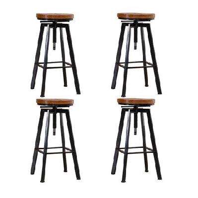 4x levede industrial bar stools kitchen stool wooden barstools swivel vintage