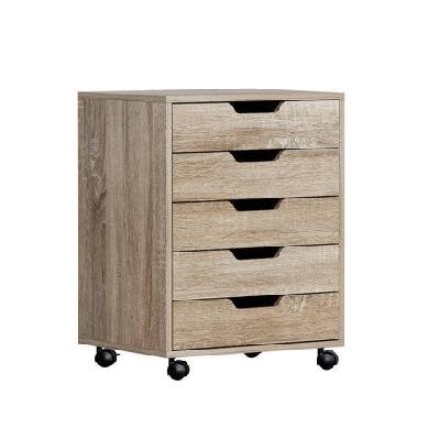 5-drawer mobile rolling storage cabinet chest of drawers stand scratch beige