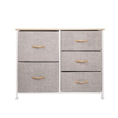 5-tier chest of drawer storage cabinet beige