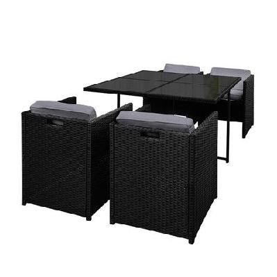 5 piece wicker outdoor dining set - black