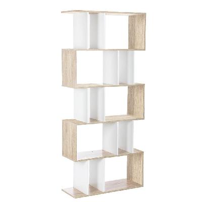 5 tier display book storage shelf unit - white brown