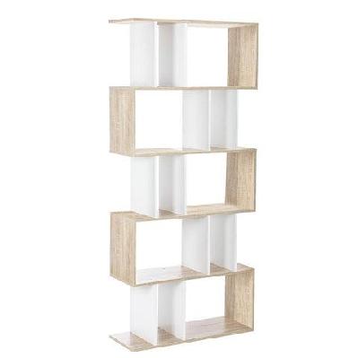 5 tier display book storage shelf unit - white brown