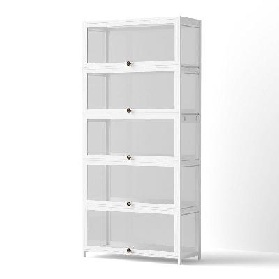 5-tier display cabinet storage bookshelf clear shelf white