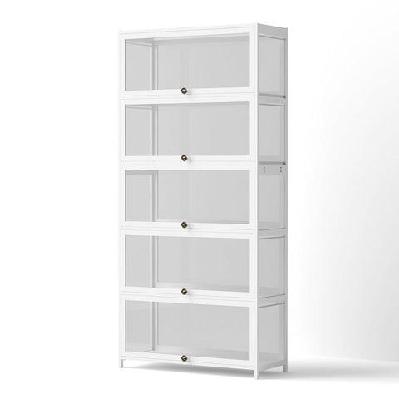 5-tier display cabinet storage bookshelf clear shelf white