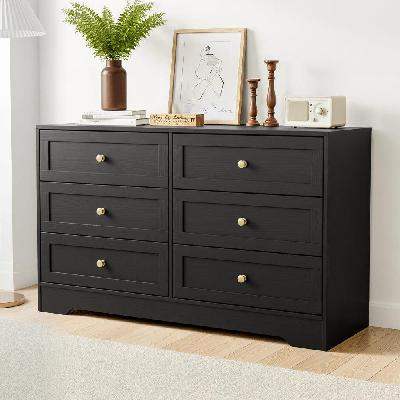 6 chest of drawers tallboy cabinet - leif black