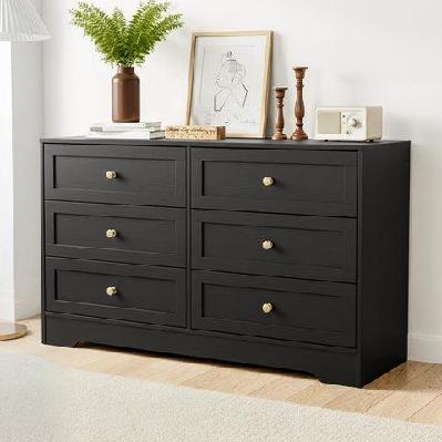6 chest of drawers tallboy cabinet - leif black