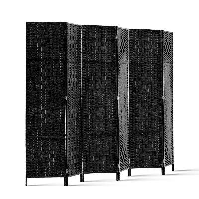 6 panel room divider - black