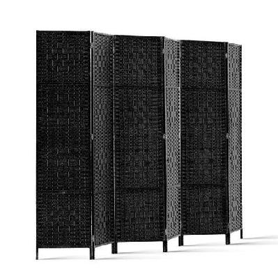 6 panel room divider - black