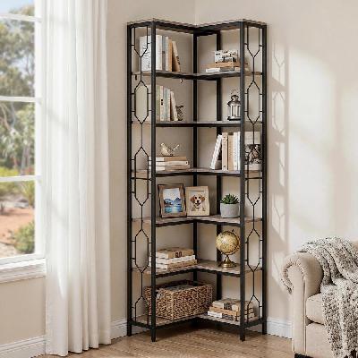 6 tiers bookshelf corner shelf bookcase display shelves oak