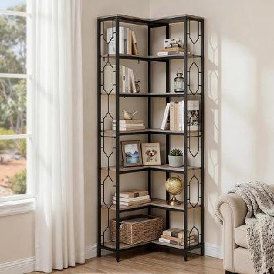 6 tiers bookshelf corner shelf bookcase display shelves oak