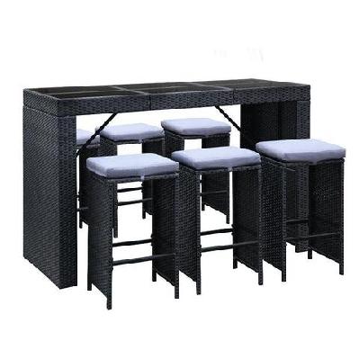 7 piece outdoor dining table set - black