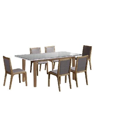 7 pieces dining suite dining table and 6x chairs in white top high glossy wooden base