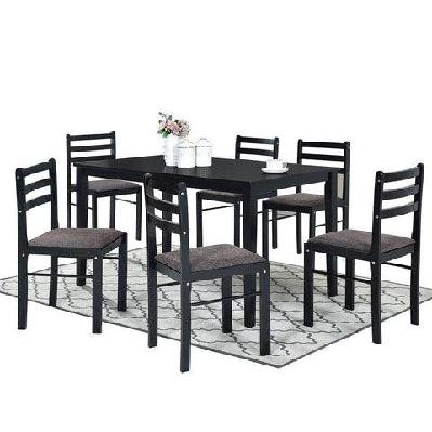 7pc dining set rectangular dining table 150cm with 6 dining chairs
