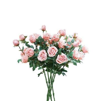 8 bunch artificial silk rose 5 heads flower fake bridal bouquet table decor light pink