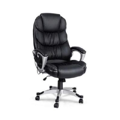 8 point pu leather reclining massage chair - black