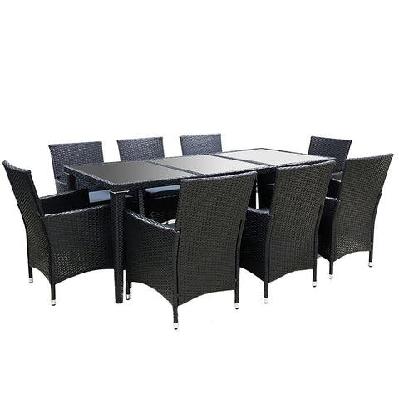 9 piece outdoor dining set - black