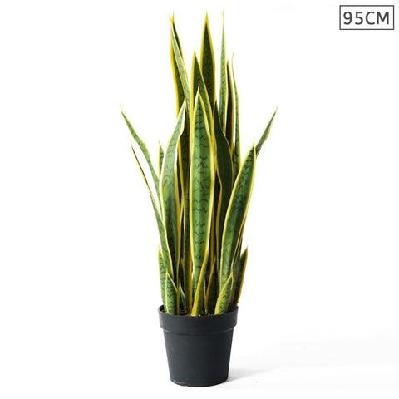 95cm artificial indoor yellow edge tiger piran fake decoration tree flower pot plant