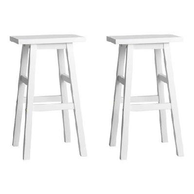 set of 2 beech wood bar stools - white