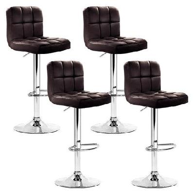 set of 4 bar stools gas lift swivel - steel and chocolate