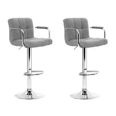 set of 2 bar stools gas lift swivel - steel and grey