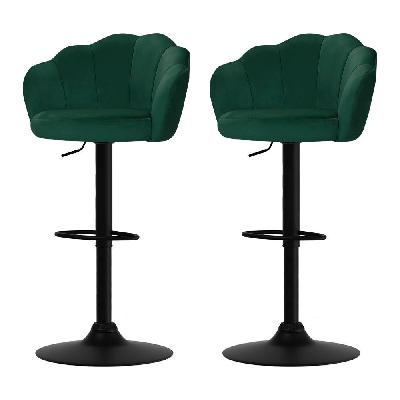 artiss set of 2 bar stools kitchen stool swivel chair gas lift velvet chairs green nessah