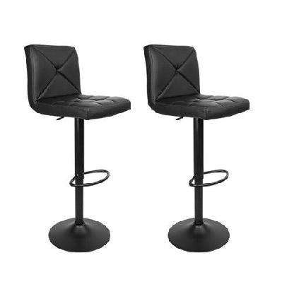 set of 2 pu leather gas lift bar stools - black