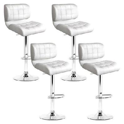 set of 4 pu leather gas lift bar stools - white and chrome