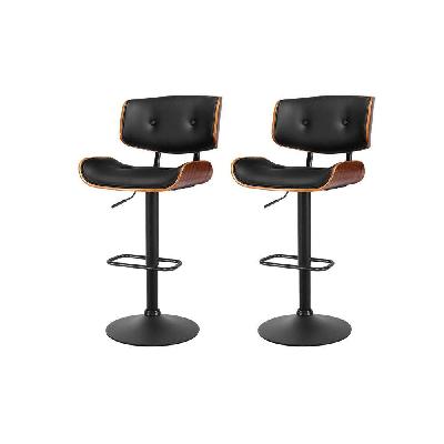artiss kitchen bar stools gas lift stool chairs swivel barstool leather black x2