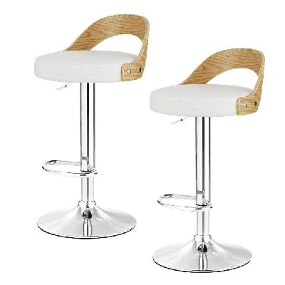 artiss set of 2 bar stools kitchen gas lift wooden stool metal barstools white swivel