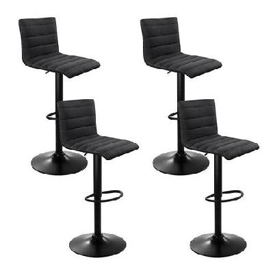 set of 4 faux linen bar stools - black