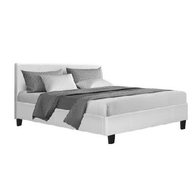 neo bed frame pu leather - white double