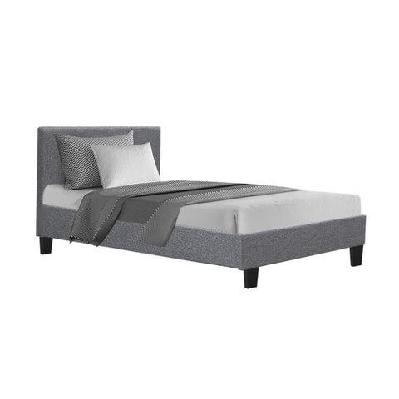 neo bed frame fabric - grey king single