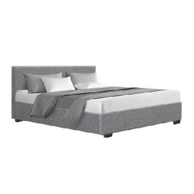 nino bed frame fabric - grey queen