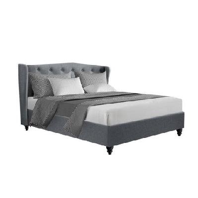 pier bed frame fabric - grey double