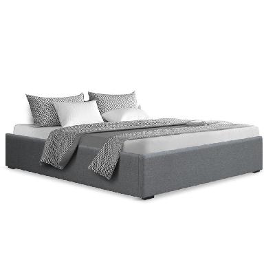 double full size gas lift bed frame base with storage platform fabric