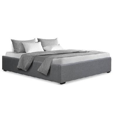 queen size gas lift bed frame base with storage platform fabric