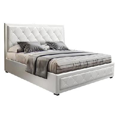 tiyo bed frame pu leather gas lift storage - white double