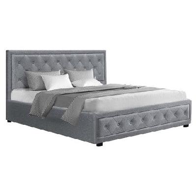 tiyo bed frame fabric gas lift storage - grey king