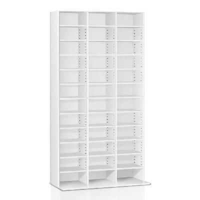 adjustable book storage shelf rack unit - white