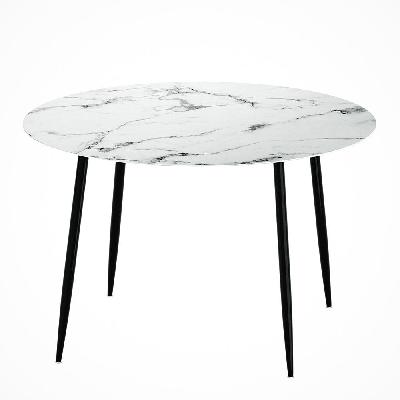 dining table round wooden table with marble effect metal legs 110cm white