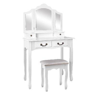 dressing table with mirror - white