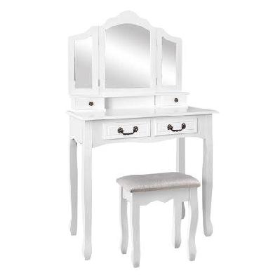 dressing table with mirror - white