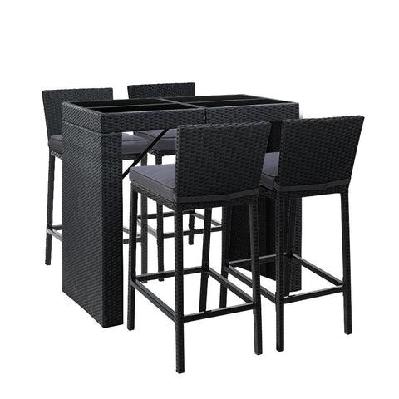outdoor bar set table chairs stools rattan patio furniture 4 seaters