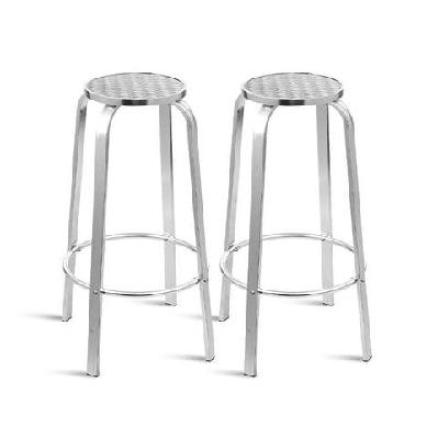 set of 2 outdoor bar stools patio furniture indoor bistro kitchen aluminum